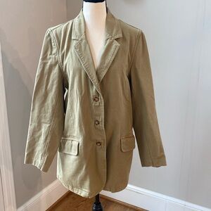 Orvis 100% cotton outdoor jacket leather elbow pads neutral vintage granola